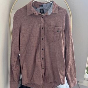 Volcom Men's Textured Brown Button Down Shirt
